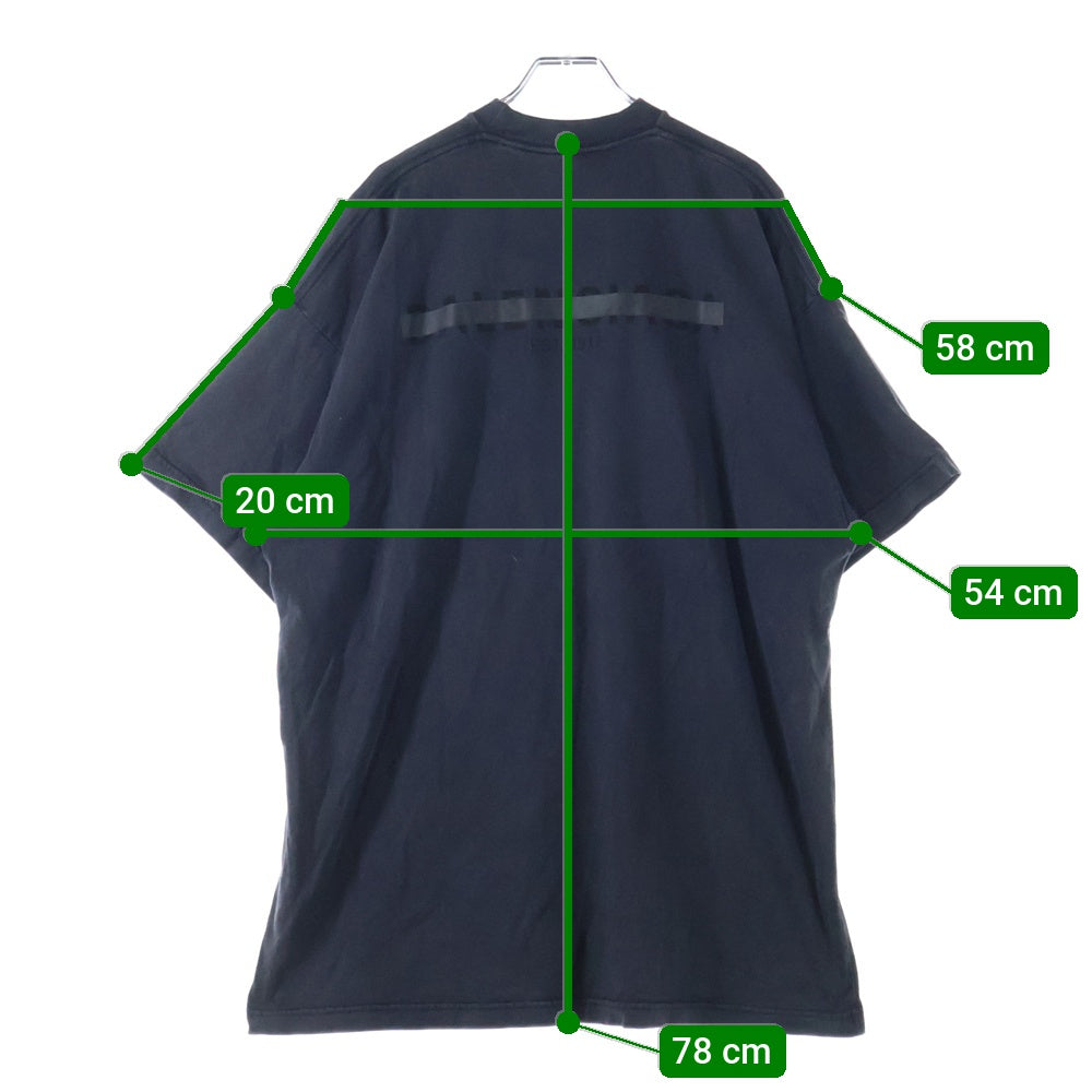 BALENCIAGA(バレンシアガ) STRIKE 1917 OVERSIZED T-SHIRT ロゴプリントオーバーサイズ半袖Tシャツ クルーネックカットソー ブラック 694576 TMVJ6