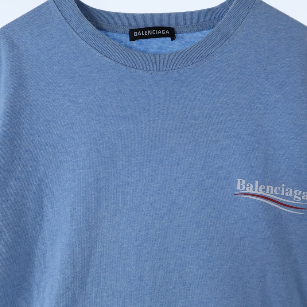 BALENCIAGA(バレンシアガ) 20SS POLITICAL CAMPAIGN LOGO TEE ポリティカルキャンペーンロゴ半袖Tシャツ ブルー 570803 TBV42
