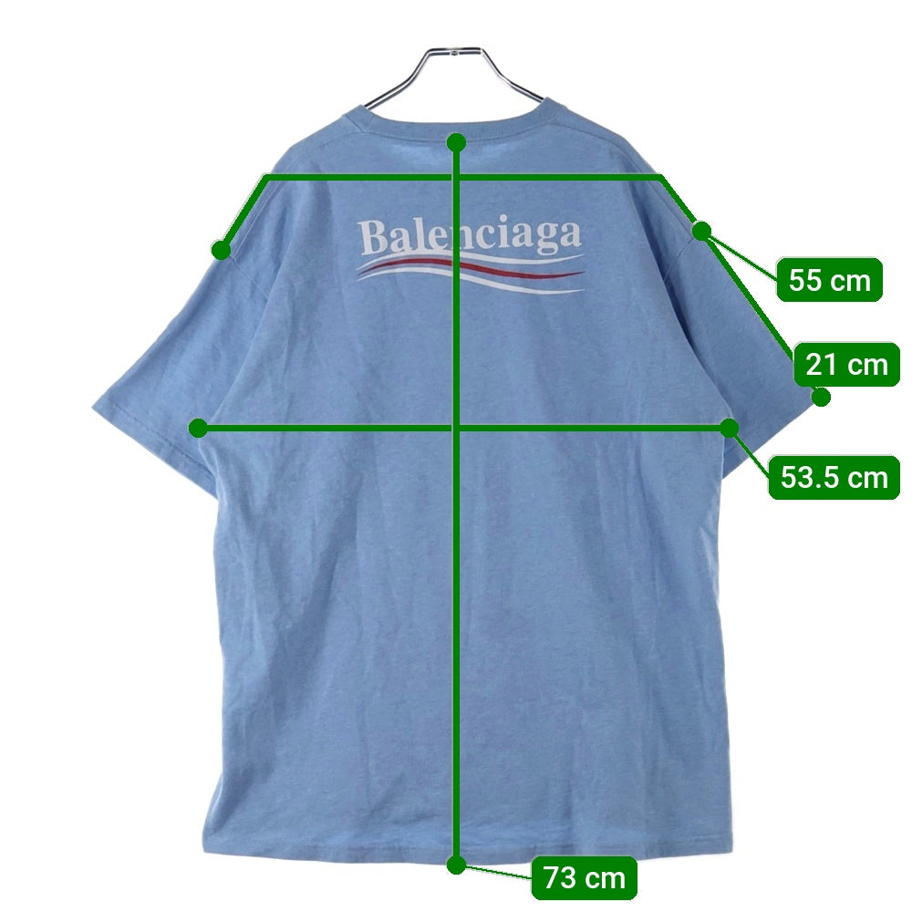 BALENCIAGA(バレンシアガ) 20SS POLITICAL CAMPAIGN LOGO TEE ポリティカルキャンペーンロゴ半袖Tシャツ ブルー 570803 TBV42