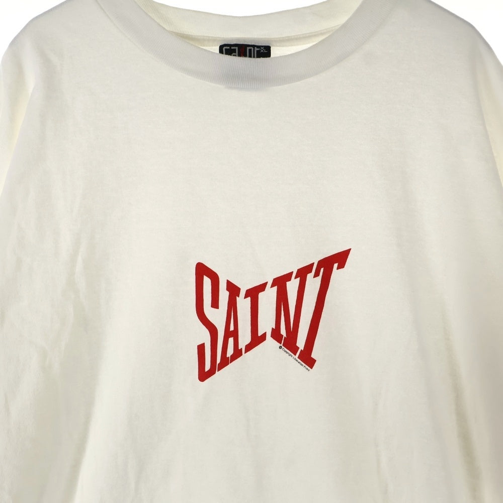 SAINT MICHAEL(セントマイケル) 24SS RIBON SAINT SS TEE リボン セント クルーネック カットソー 半袖Tシャツ ホワイト SM-YS8-0000-011