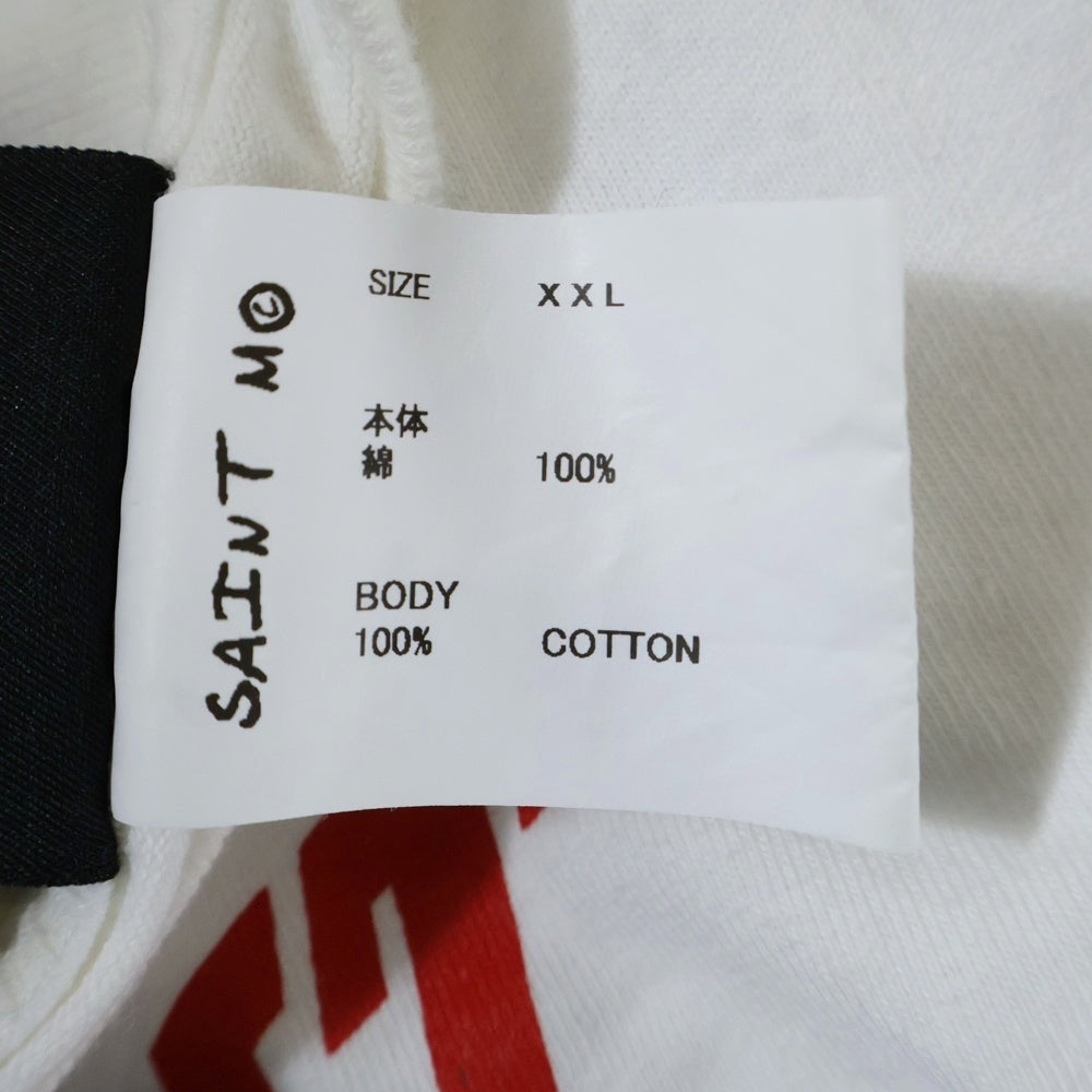 SAINT MICHAEL(セントマイケル) 24SS RIBON SAINT SS TEE リボン セント クルーネック カットソー 半袖Tシャツ ホワイト SM-YS8-0000-011
