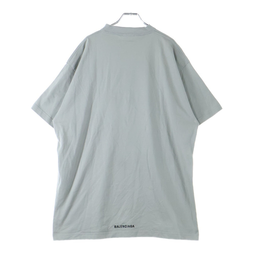 BALENCIAGA(バレンシアガ) LOGO EMBROIDERED OVERSIZED ロゴエンブロイダリーデザイン クルーネック カットソー 半袖Tシャツ グレー 712398 TLVF3