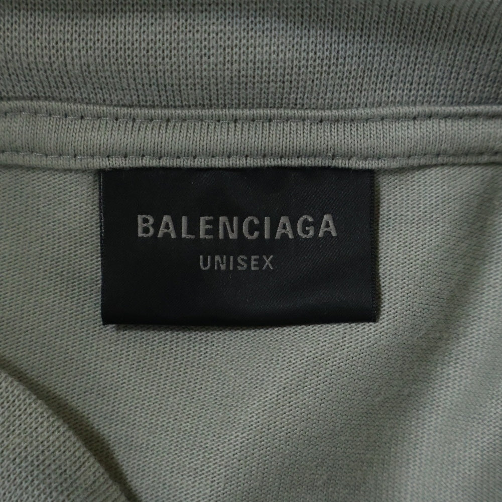 BALENCIAGA(バレンシアガ) LOGO EMBROIDERED OVERSIZED ロゴエンブロイダリーデザイン クルーネック カットソー 半袖Tシャツ グレー 712398 TLVF3