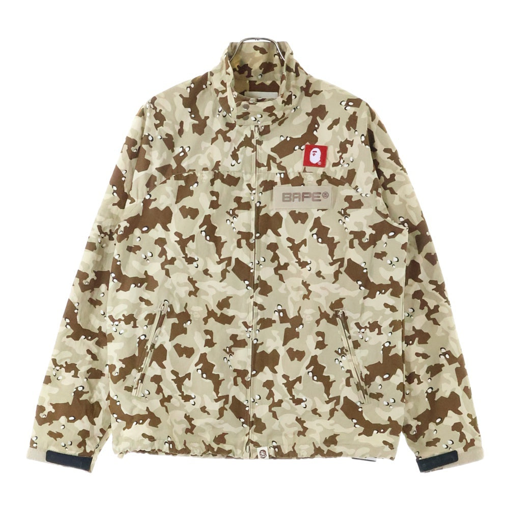 A BATHING APE(アベイシングエイプ) 13AW ×STUSSY ILL COLLABORATION DESERT CAMO RAIN JACKET イルコラボレーション デザートカモ柄 胸ロゴデザイン ジップアップ ジャケット 001LJ0731928X