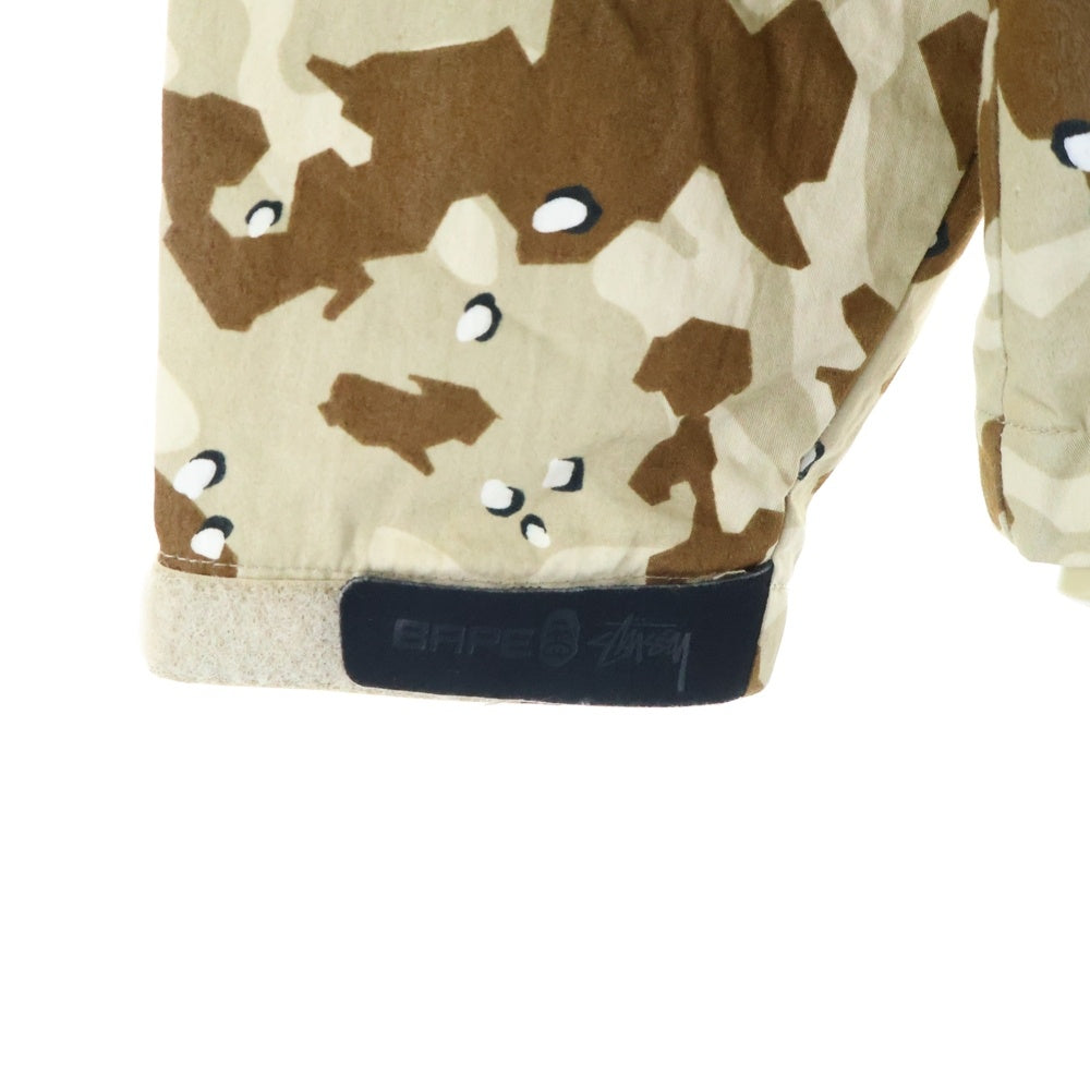 A BATHING APE(アベイシングエイプ) 13AW ×STUSSY ILL COLLABORATION DESERT CAMO RAIN JACKET イルコラボレーション デザートカモ柄 胸ロゴデザイン ジップアップ ジャケット 001LJ0731928X