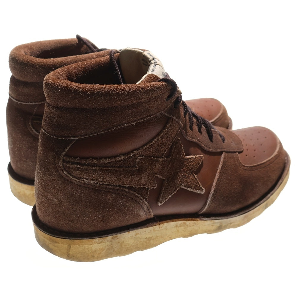 A BATHING APE(アベイシングエイプ) BAP STAR ベイプスター スターモチーフデザイン ビブラムソール スエード レザー ブーツ ブラウン