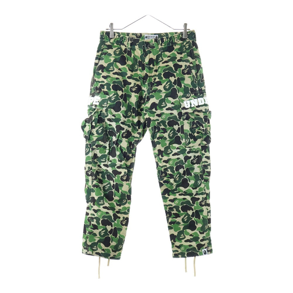A BATHING APE(アベイシングエイプ) ×UNDEFEATED ABC 6POCKET PANTS アンディフィーテッド ABCカモ柄 総柄 マルチポケット ジップアップ カーゴパンツ グリーン 001PTE231903X