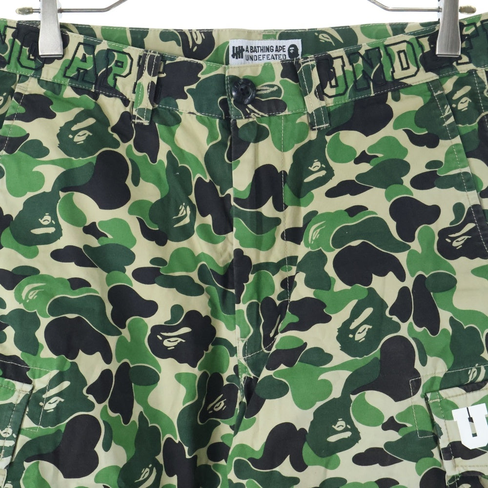 A BATHING APE(アベイシングエイプ) ×UNDEFEATED ABC 6POCKET PANTS アンディフィーテッド ABCカモ柄 総柄 マルチポケット ジップアップ カーゴパンツ グリーン 001PTE231903X