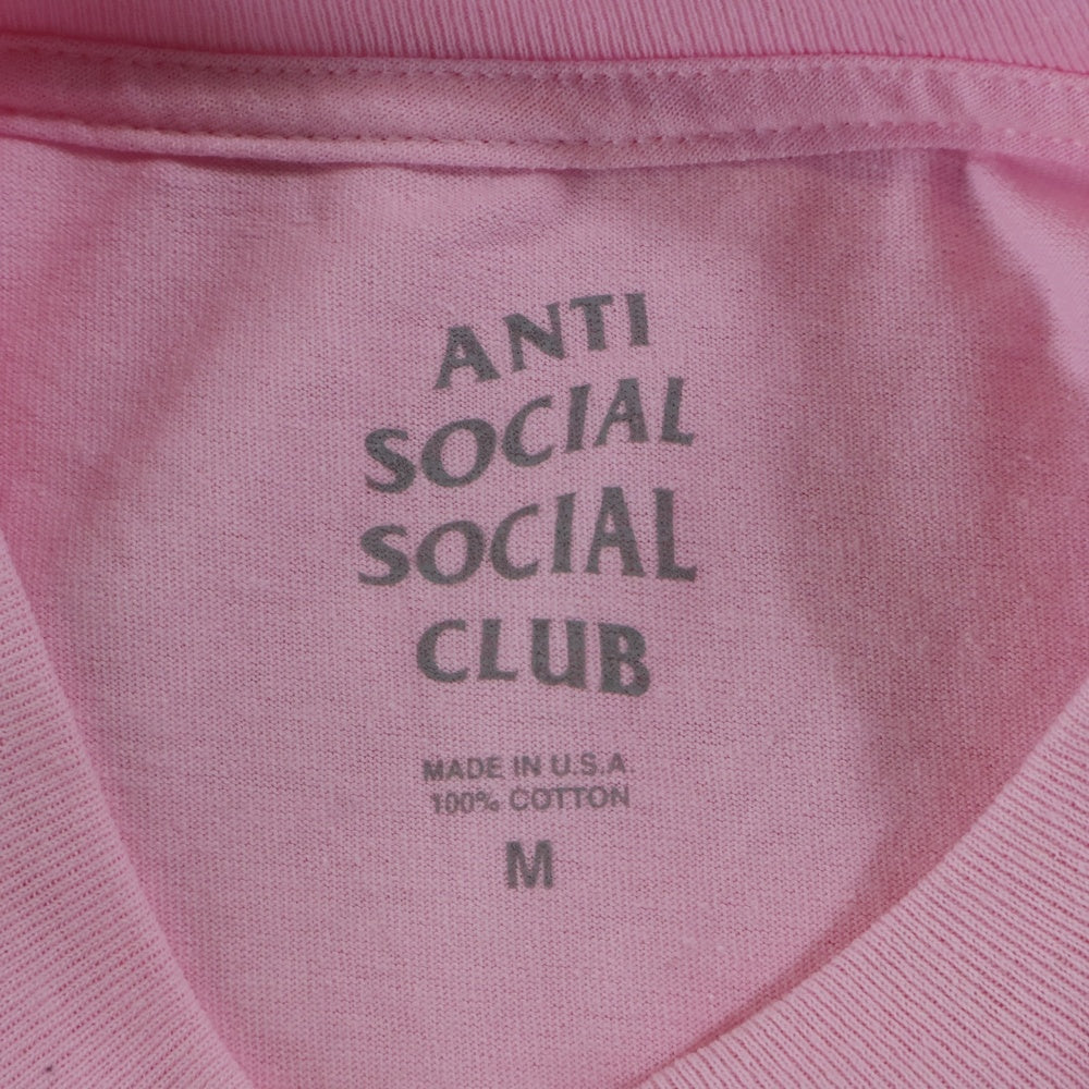 ANTI SOCIAL SOCIAL CLUB(アンチソーシャルソーシャルクラブ) ロゴプリント クルーネック半袖Tシャツ カットソー ピンク