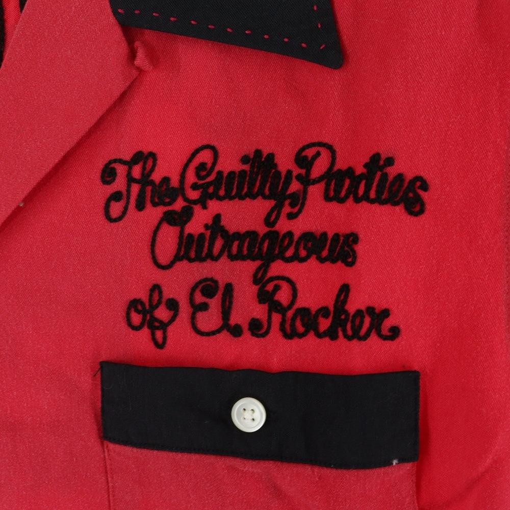 WACKO MARIA(ワコマリア) 両面エンブロイダリーデザイン 胸ポケット 5B オープンカラー ボーリング 半袖シャツ レッド