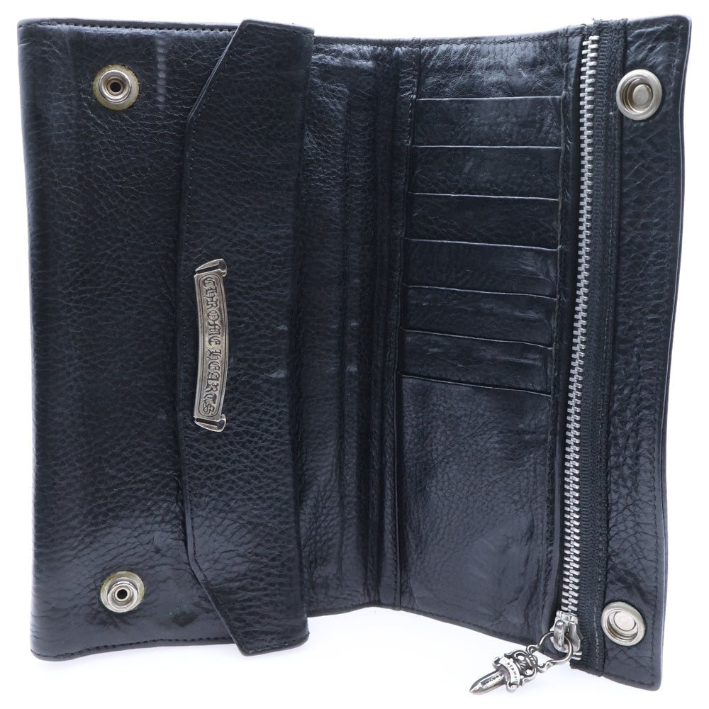 CHROME HEARTS(クロムハーツ) LONG WALLET グリーシー クロスボタン レザー ロングウォレット 長財布 ブラック