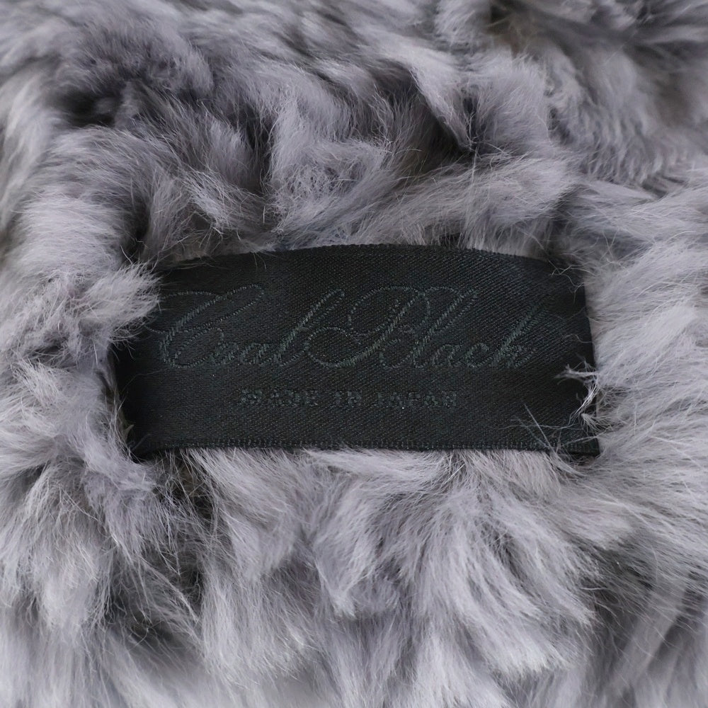 Coal Black(コールブラック) アームラインバックロゴデザイン レザー切り替え ジップアップ ファージャケット グレー