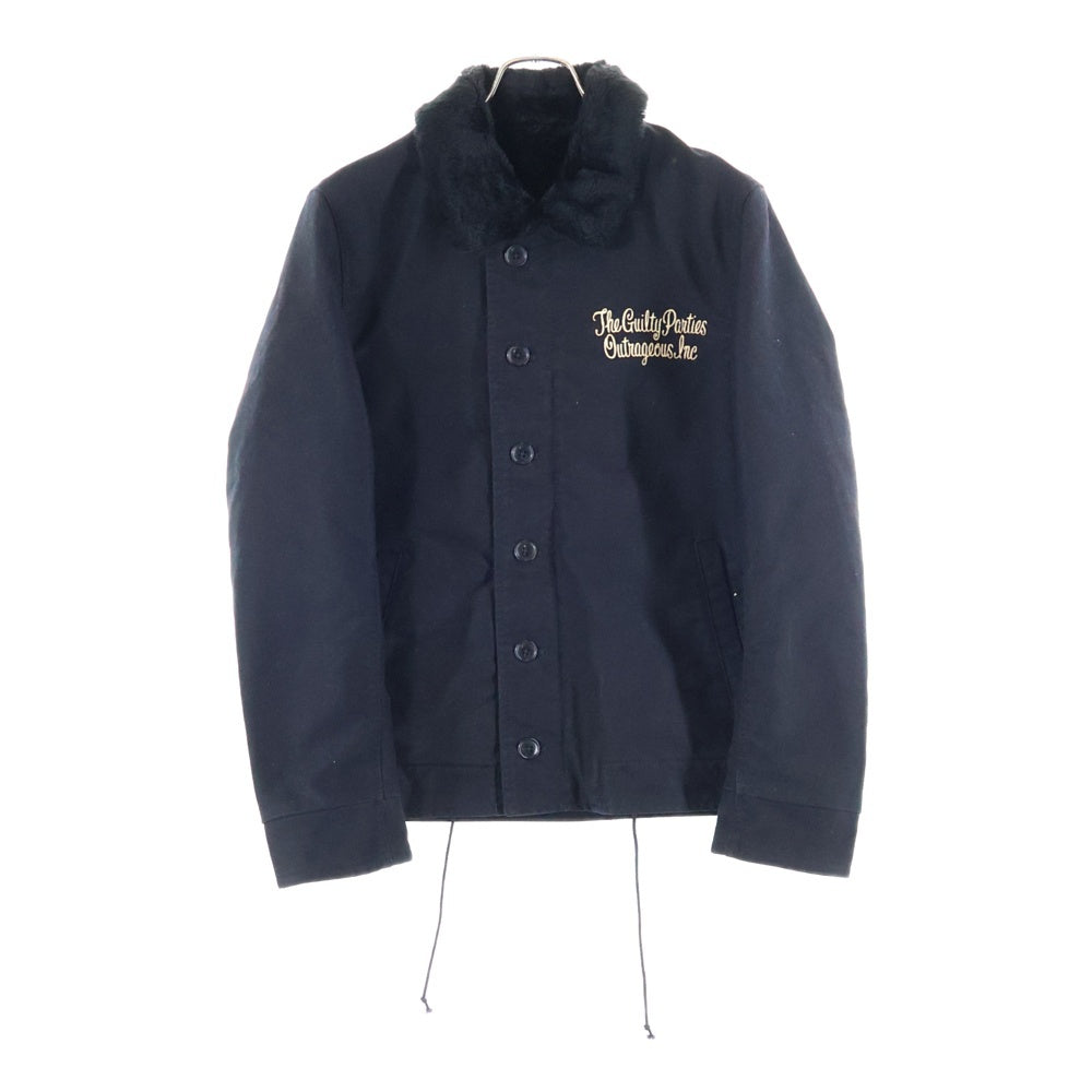 WACKO MARIA(ワコマリア) 両面エンブロイダリロゴーデザイン 6B ダブルポケット ファー切り替え N1 デッキジャケット ブラック