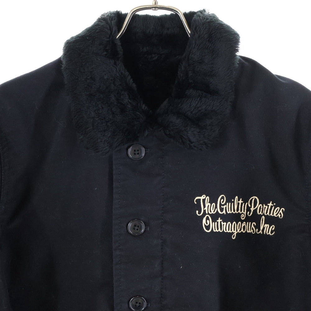 WACKO MARIA(ワコマリア) 両面エンブロイダリロゴーデザイン 6B ダブルポケット ファー切り替え N1 デッキジャケット ブラック