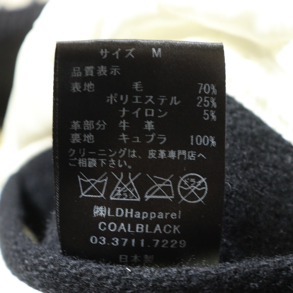 Coal Black(コールブラック) バックエンブロイダリーデザイン レザー切り替え ダブルポケット スタジアムジャンパー ファラオジャケット ブラック/ベージュ