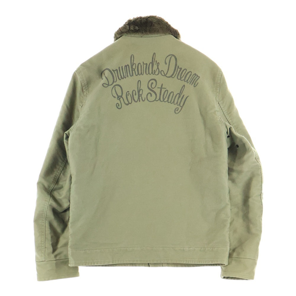 WACKO MARIA(ワコマリア) 両面ロゴデザインプリント 6B ダブルポケット ファー切り替え N1 デッキジャケット カーキ