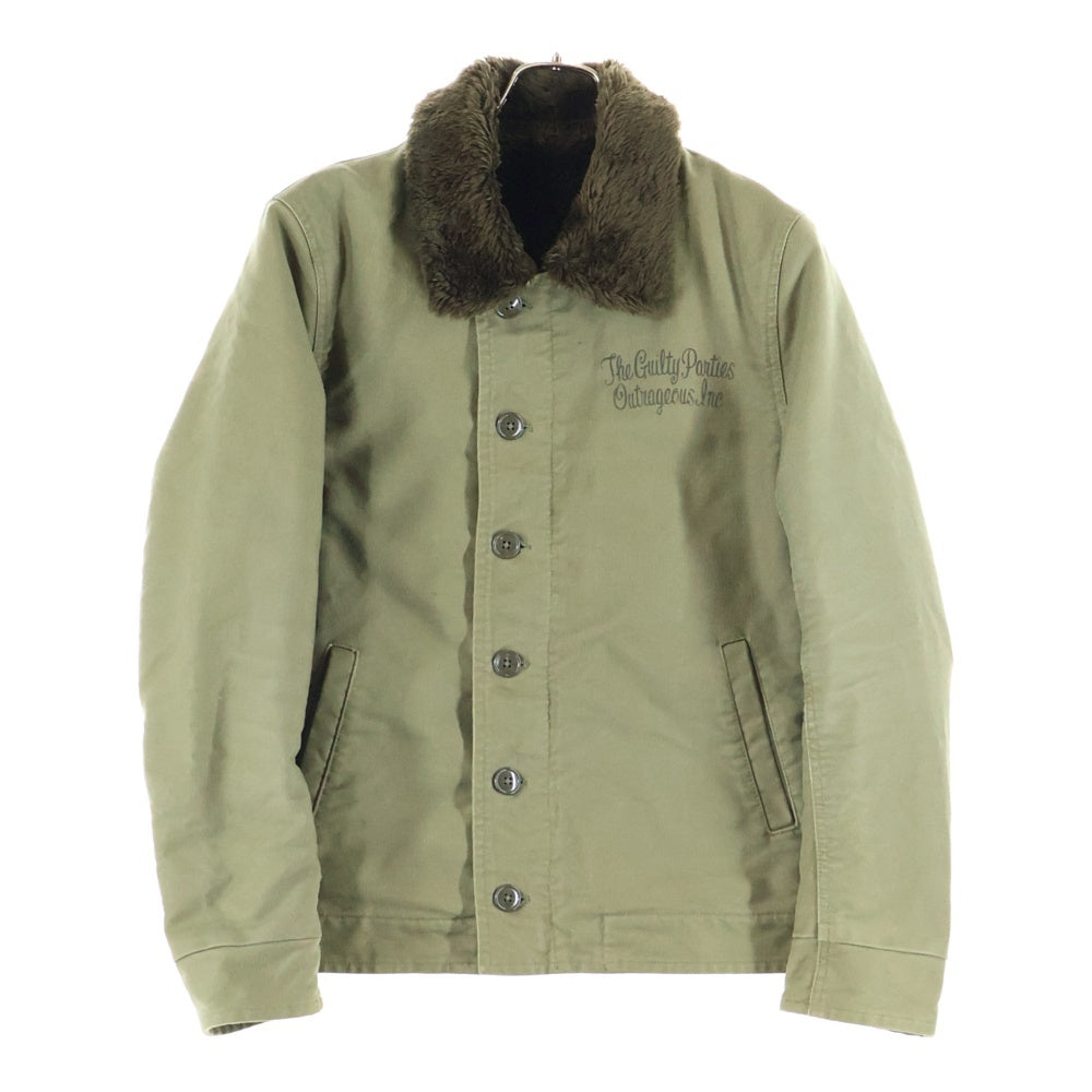 WACKO MARIA(ワコマリア) 両面ロゴデザインプリント 6B ダブルポケット ファー切り替え N1 デッキジャケット カーキ
