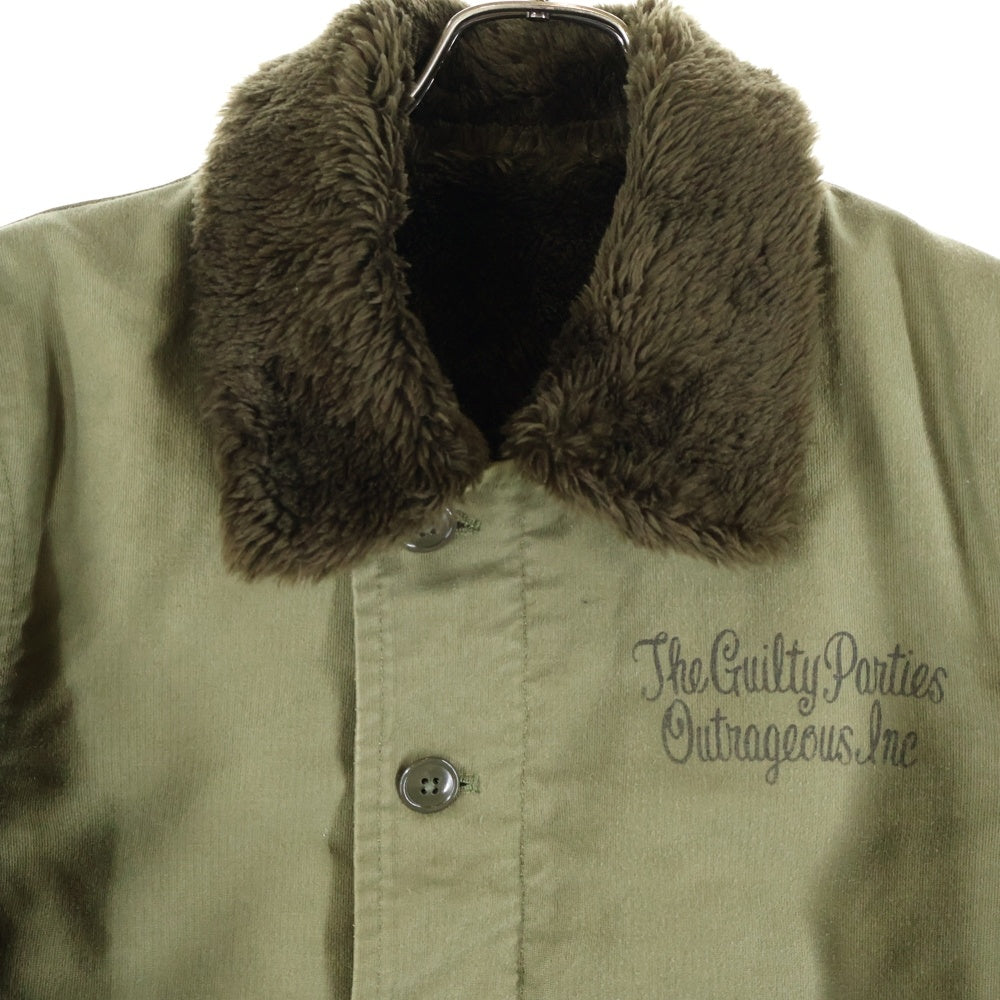 WACKO MARIA(ワコマリア) 両面ロゴデザインプリント 6B ダブルポケット ファー切り替え N1 デッキジャケット カーキ