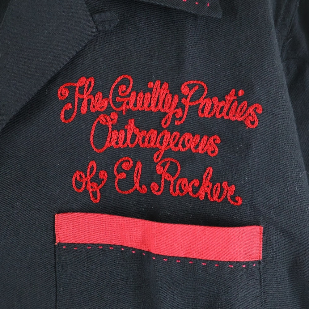 WACKO MARIA(ワコマリア) 両面ロゴエンブロイダリーデザイン 胸ポケット 5B オープンカラー ボーリング 長袖シャツ ブラック