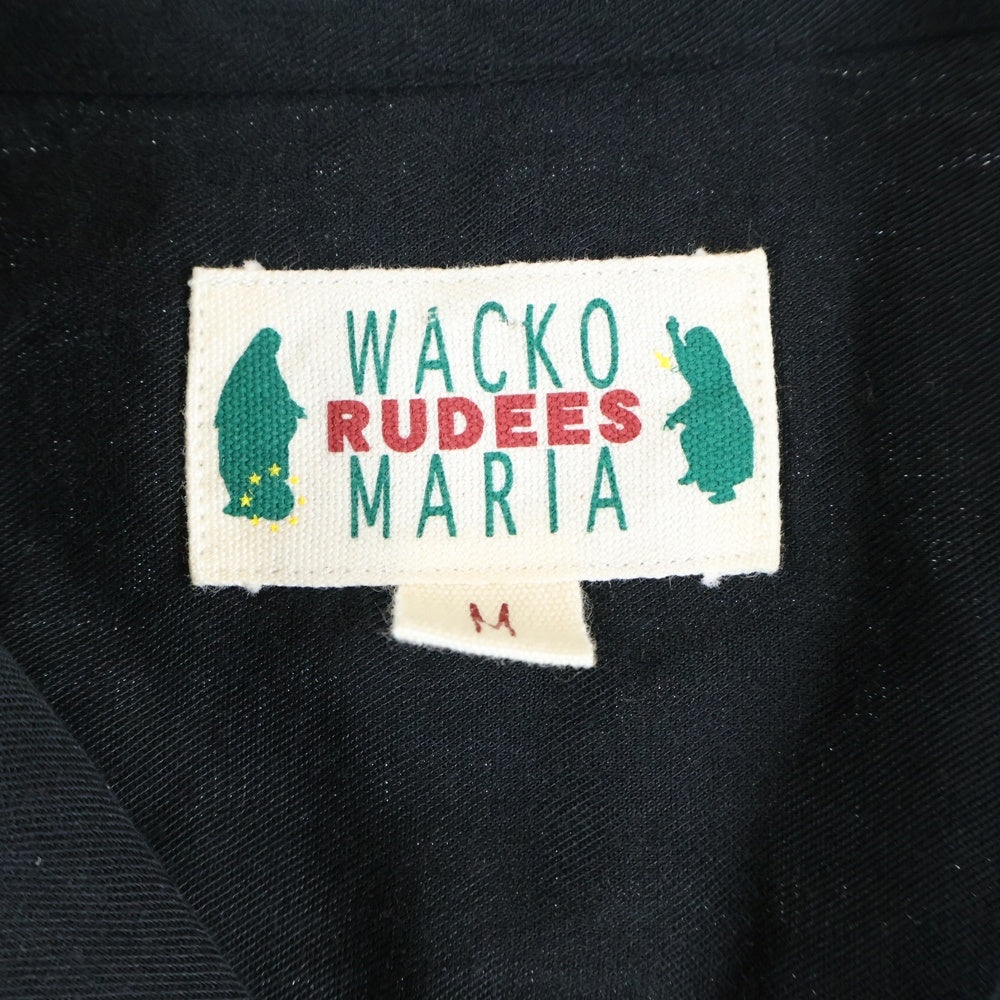WACKO MARIA(ワコマリア) 両面ロゴエンブロイダリーデザイン 胸ポケット 5B オープンカラー ボーリング 長袖シャツ ブラック