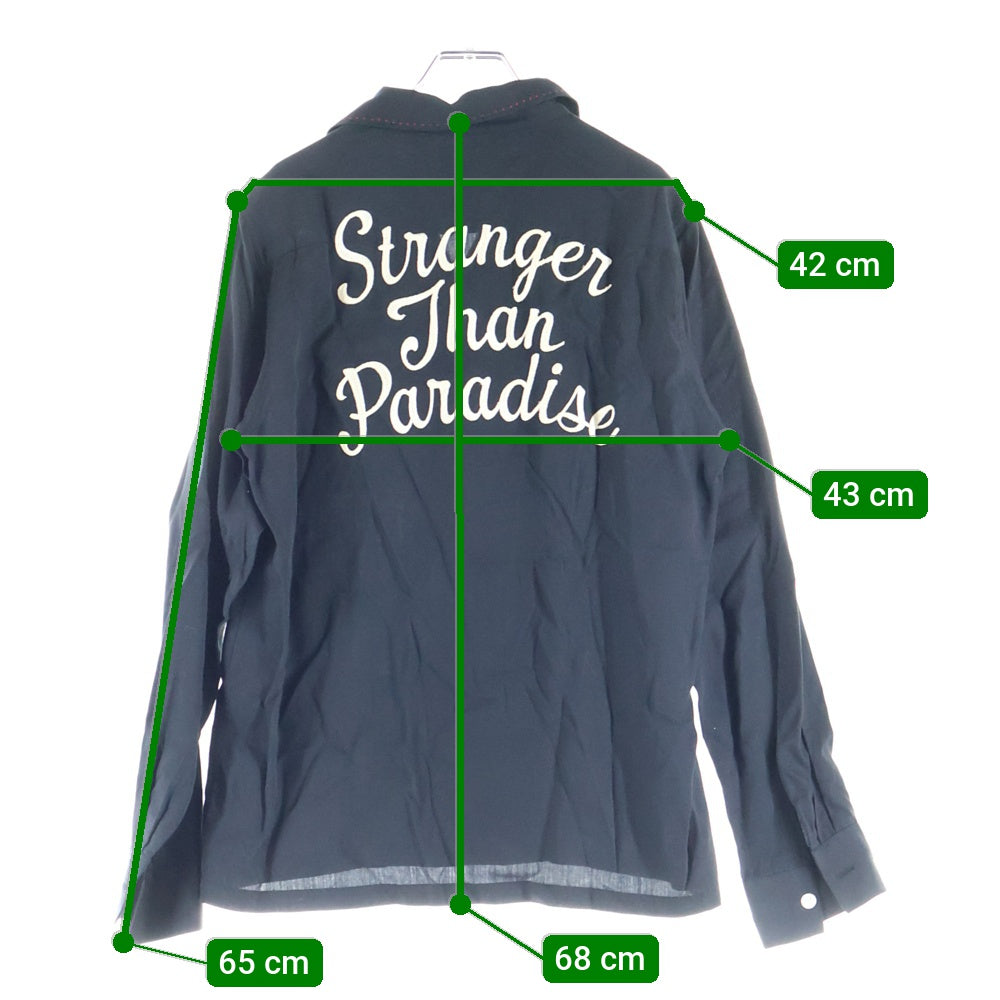 WACKO MARIA(ワコマリア) 両面ロゴエンブロイダリーデザイン 胸ポケット 5B オープンカラー ボーリング 長袖シャツ ブラック