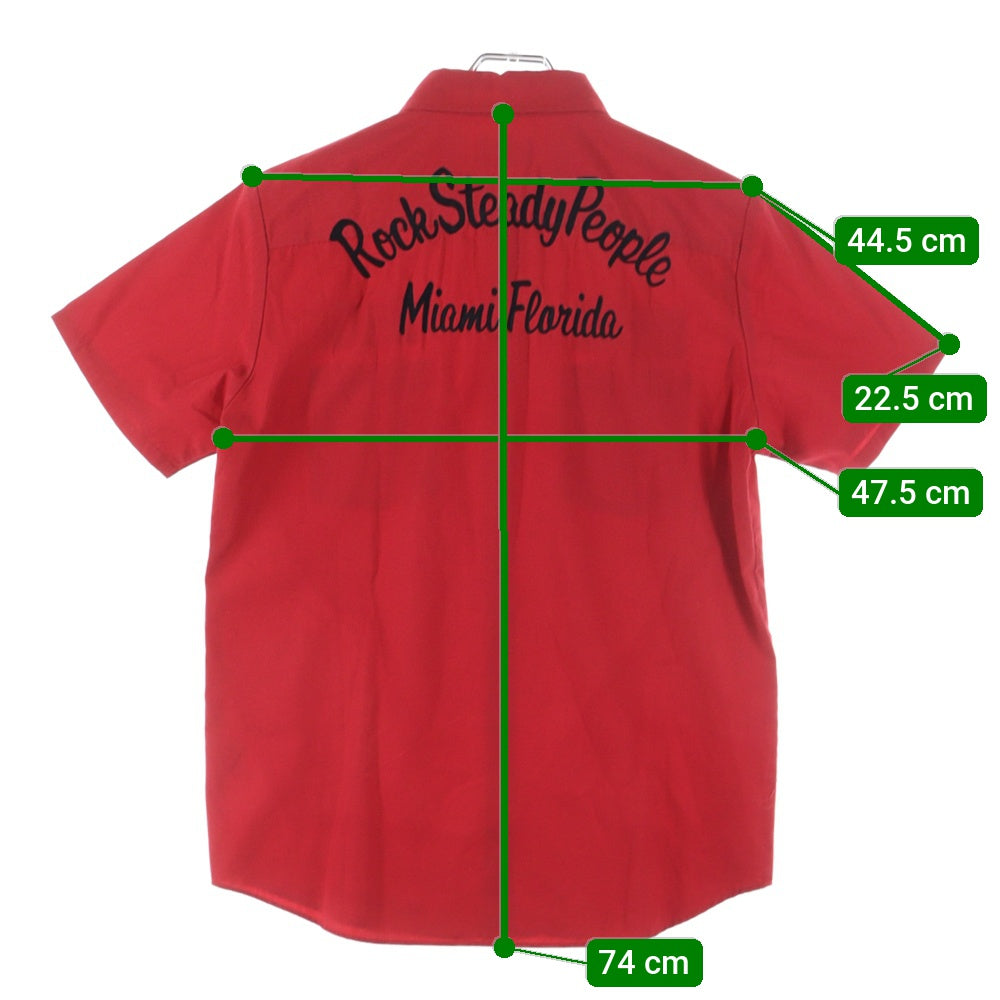 WACKO MARIA(ワコマリア) フロントロゴワッペンデザイン ダブル胸ポケット バックエンブロイダリー 半袖シャツ レッド