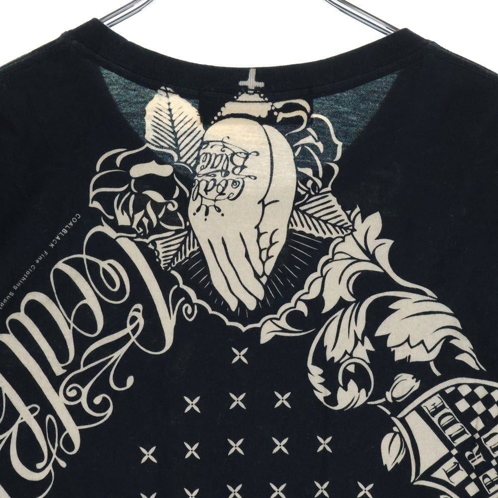 Coal Black(コールブラック) サークルロゴ プリント クルーネック 半袖Tシャツ カットソー ブラック/ベージュ