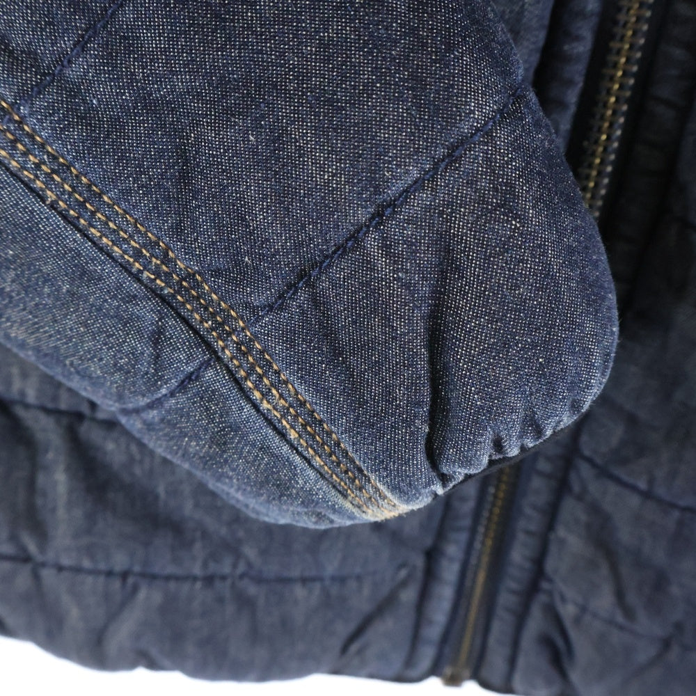 DIESEL(ディーゼル) アームワッペン デニム調ナイロン 中綿ジャケット インディゴ