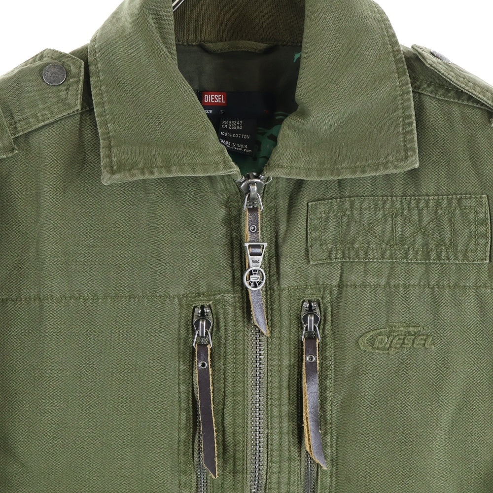 DIESEL(ディーゼル) 裏地総柄 コットン ジップアップ ジャケット ブルゾン カーキ