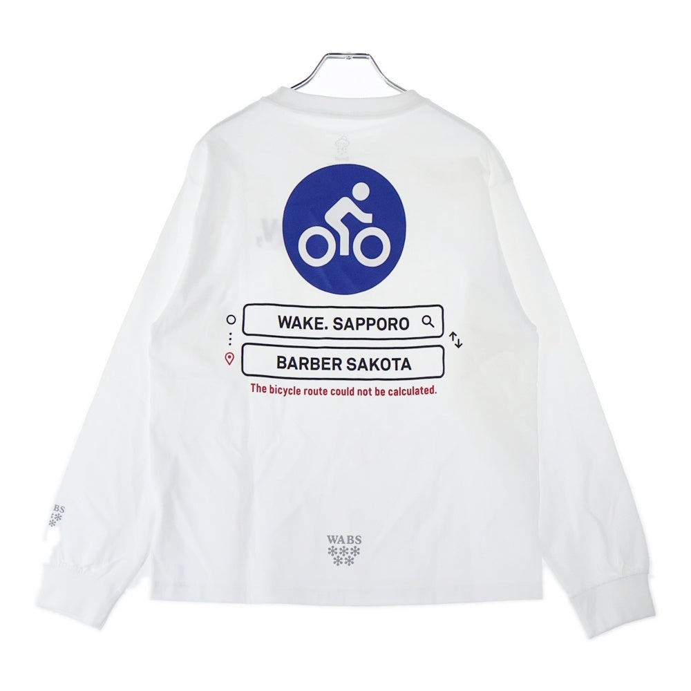 BBS BARBER SAKOTA(バーバーサコタ) ×ALWAYTH ×WAKE SAPPORO bicycle Long Sleeve Tshirt オールウェイズ ウェイク札幌 バイシクルプリント ロングスリーブTシャツ ホワイト