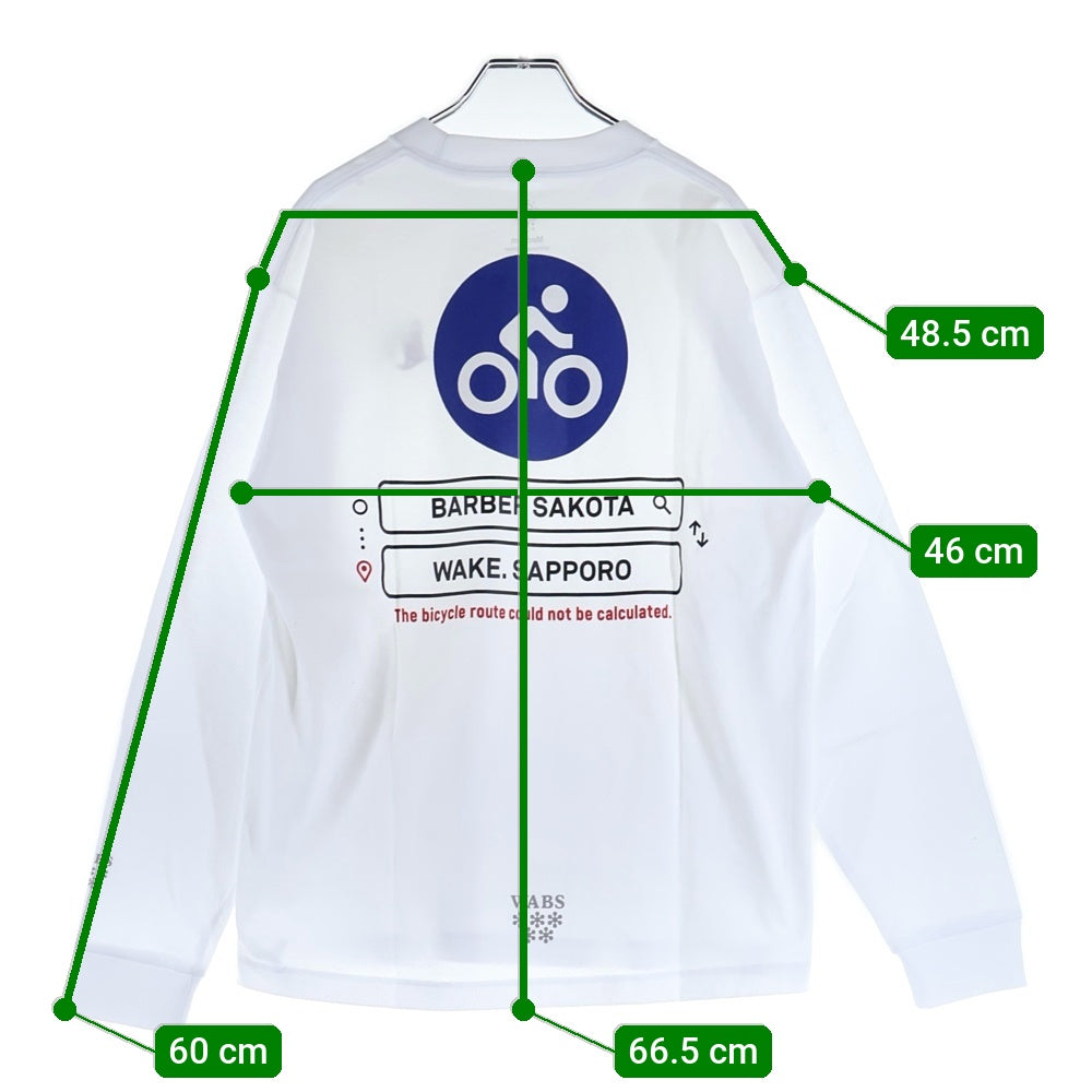 BBS BARBER SAKOTA(バーバーサコタ) ×ALWAYTH ×WAKE SAPPORO bicycle Long Sleeve Tshirt オールウェイズ ウェイク札幌 バイシクルプリント ロングスリーブTシャツ ホワイト