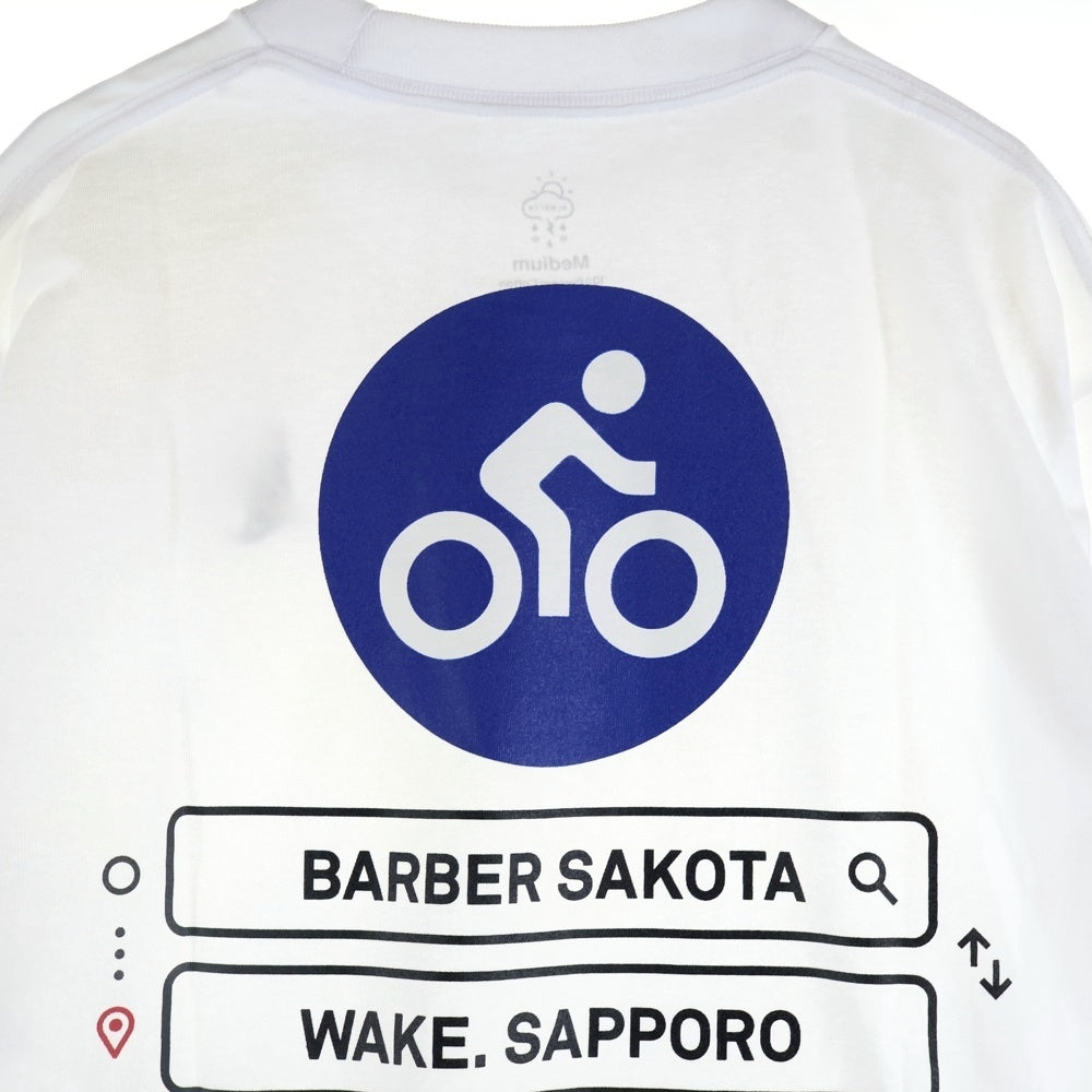 BBS BARBER SAKOTA(バーバーサコタ) ×ALWAYTH ×WAKE SAPPORO bicycle Long Sleeve Tshirt オールウェイズ ウェイク札幌 バイシクルプリント ロングスリーブTシャツ ホワイト