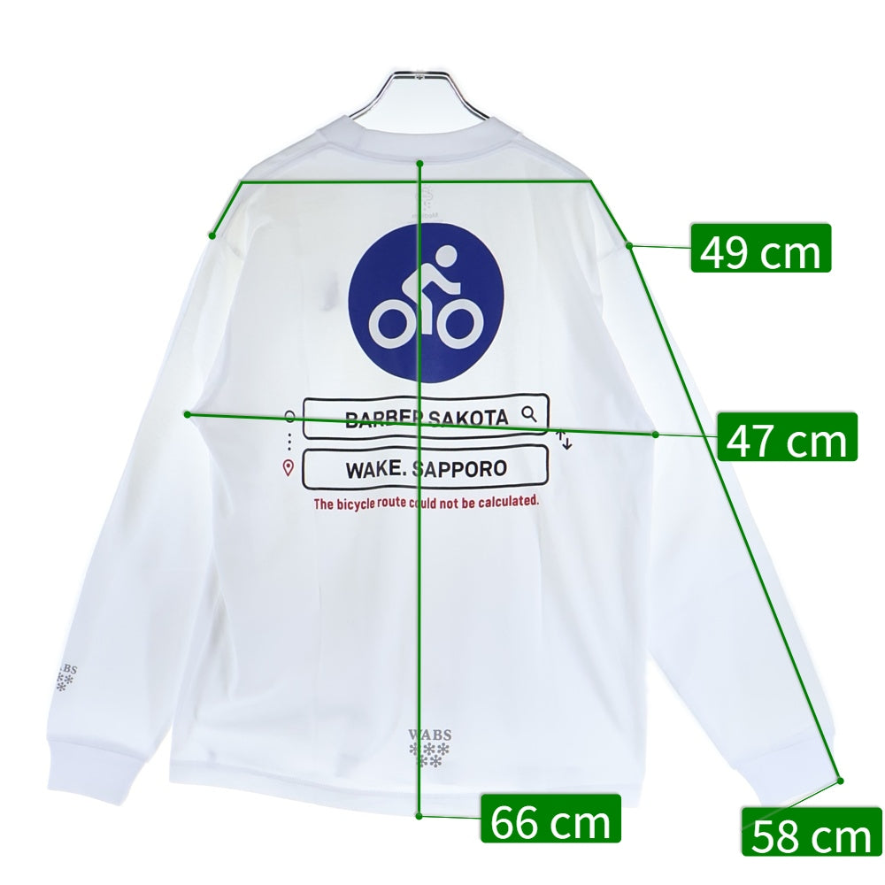 BBS BARBER SAKOTA(バーバーサコタ) ×ALWAYTH ×WAKE SAPPORO bicycle Long Sleeve Tshirt オールウェイズ ウェイク札幌 バイシクルプリント ロングスリーブTシャツ ホワイト
