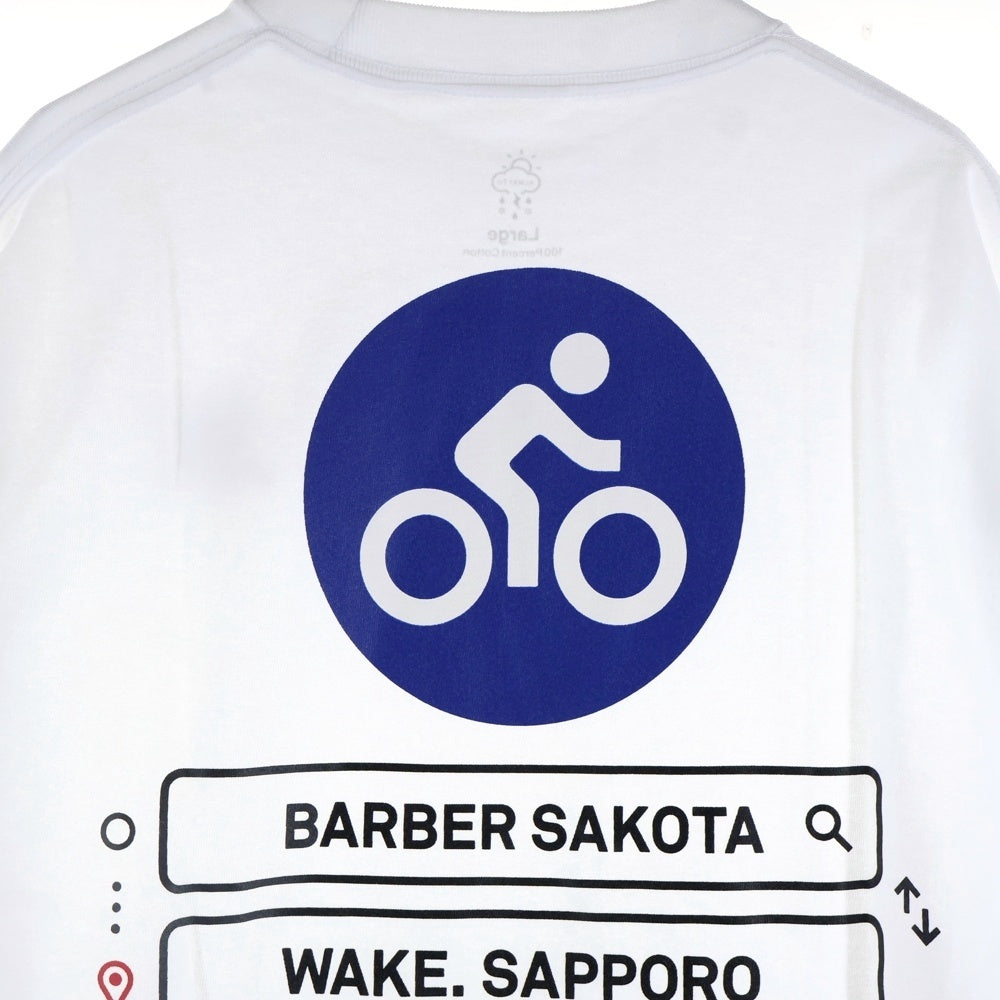 BBS BARBER SAKOTA(バーバーサコタ) ×ALWAYTH ×WAKE SAPPORO bicycle Long Sleeve Tshirt オールウェイズ ウェイク札幌 バイシクルプリント ロングスリーブTシャツ ホワイト