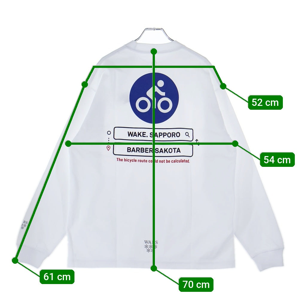 BBS BARBER SAKOTA(バーバーサコタ) ×ALWAYTH ×WAKE SAPPORO bicycle Long Sleeve Tshirt オールウェイズ ウェイク札幌 バイシクルプリント ロングスリーブTシャツ ホワイト