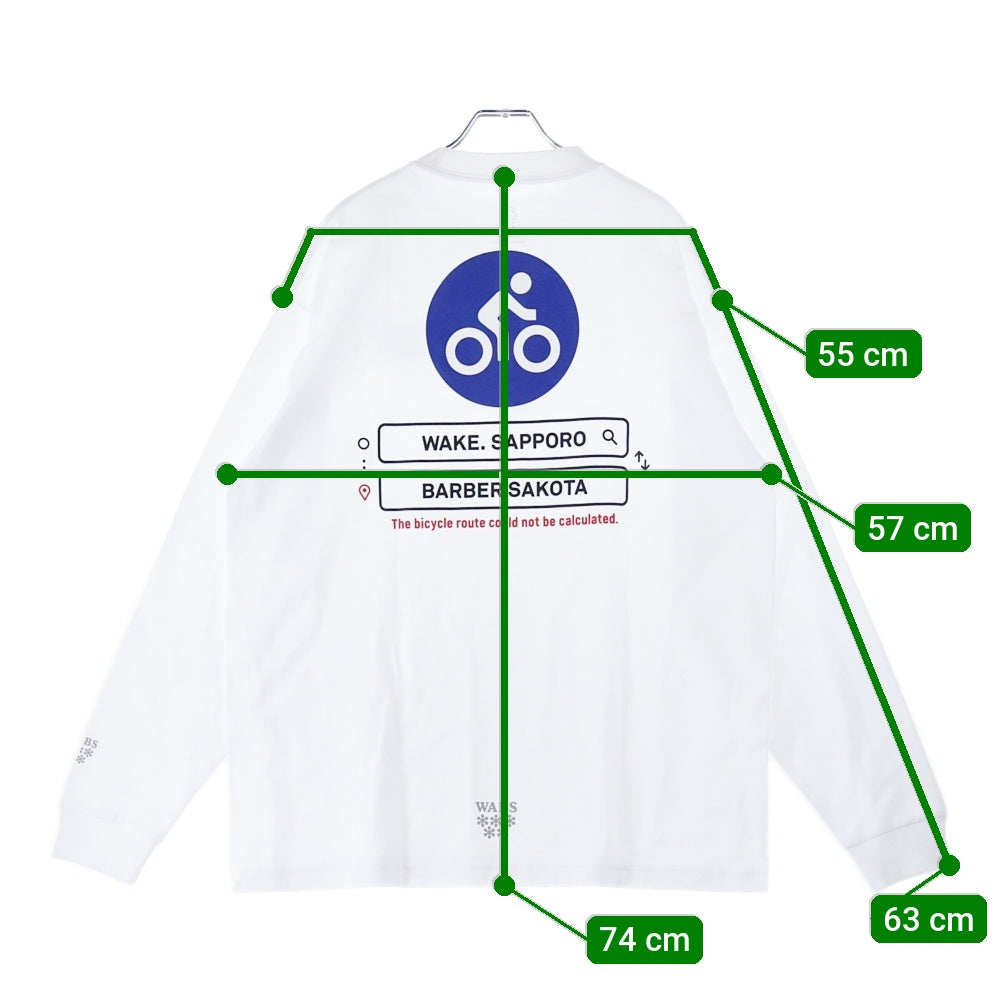 BBS BARBER SAKOTA(バーバーサコタ) ×ALWAYTH ×WAKE SAPPORO bicycle Long Sleeve Tshirt オールウェイズ ウェイク札幌 バイシクルプリント ロングスリーブTシャツ ホワイト