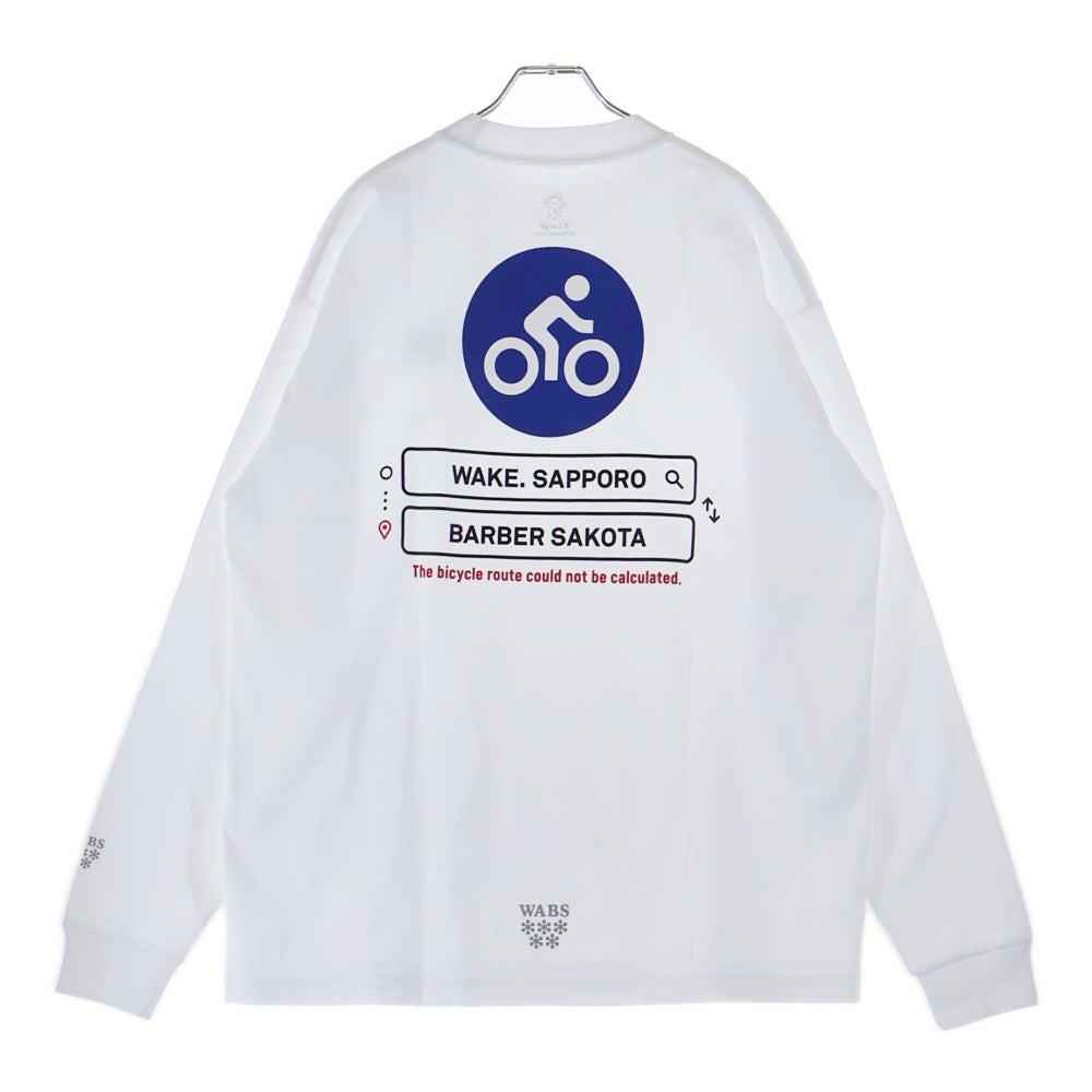 BBS BARBER SAKOTA(バーバーサコタ) ×ALWAYTH ×WAKE SAPPORO bicycle Long Sleeve Tshirt オールウェイズ ウェイク札幌 バイシクルプリント ロングスリーブTシャツ ホワイト