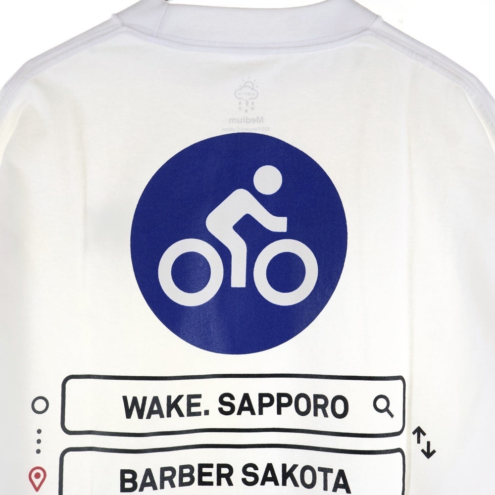 BBS BARBER SAKOTA(バーバーサコタ) ×ALWAYTH ×WAKE SAPPORO bicycle Long Sleeve Tshirt オールウェイズ ウェイク札幌 バイシクルプリント ロングスリーブTシャツ ホワイト
