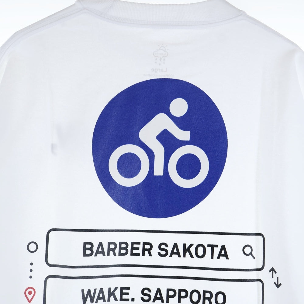 BBS BARBER SAKOTA(バーバーサコタ) ×ALWAYTH ×WAKE SAPPORO bicycle Long Sleeve Tshirt オールウェイズ ウェイク札幌 バイシクルプリント ロングスリーブTシャツ ホワイト