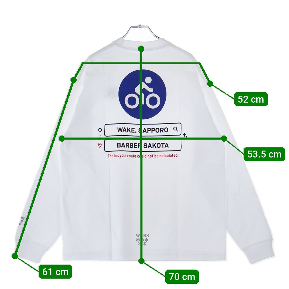 BBS BARBER SAKOTA(バーバーサコタ) ×ALWAYTH ×WAKE SAPPORO bicycle Long Sleeve Tshirt オールウェイズ ウェイク札幌 バイシクルプリント ロングスリーブTシャツ ホワイト