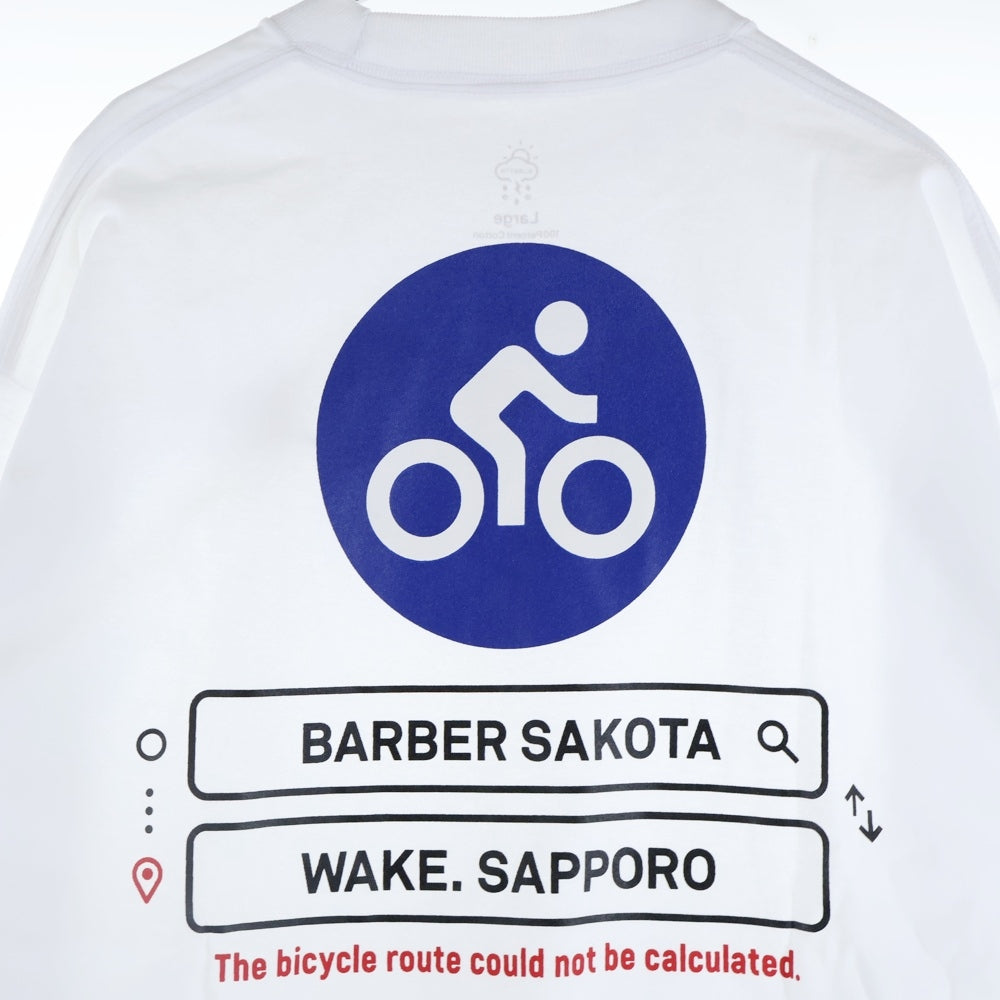 BBS BARBER SAKOTA(バーバーサコタ) ×ALWAYTH ×WAKE SAPPORO bicycle Long Sleeve Tshirt オールウェイズ ウェイク札幌 バイシクルプリント ロングスリーブTシャツ ホワイト