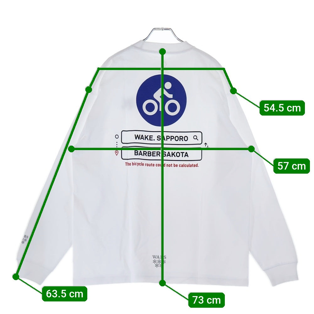 BBS BARBER SAKOTA(バーバーサコタ) ×ALWAYTH ×WAKE SAPPORO bicycle Long Sleeve Tshirt オールウェイズ ウェイク札幌 バイシクルプリント ロングスリーブTシャツ ホワイト