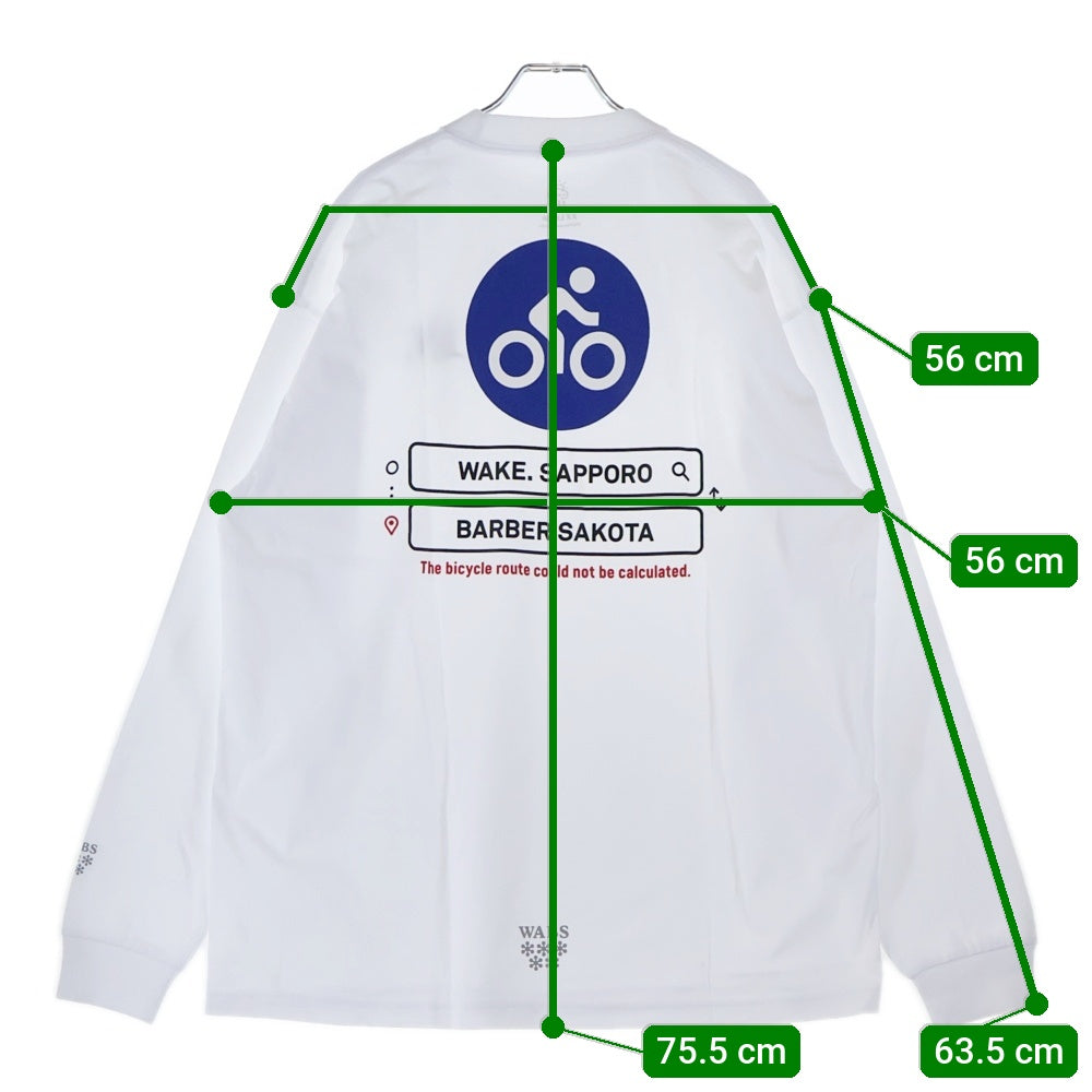BBS BARBER SAKOTA(バーバーサコタ) ×ALWAYTH ×WAKE SAPPORO bicycle Long Sleeve Tshirt オールウェイズ ウェイク札幌 バイシクルプリント ロングスリーブTシャツ ホワイト