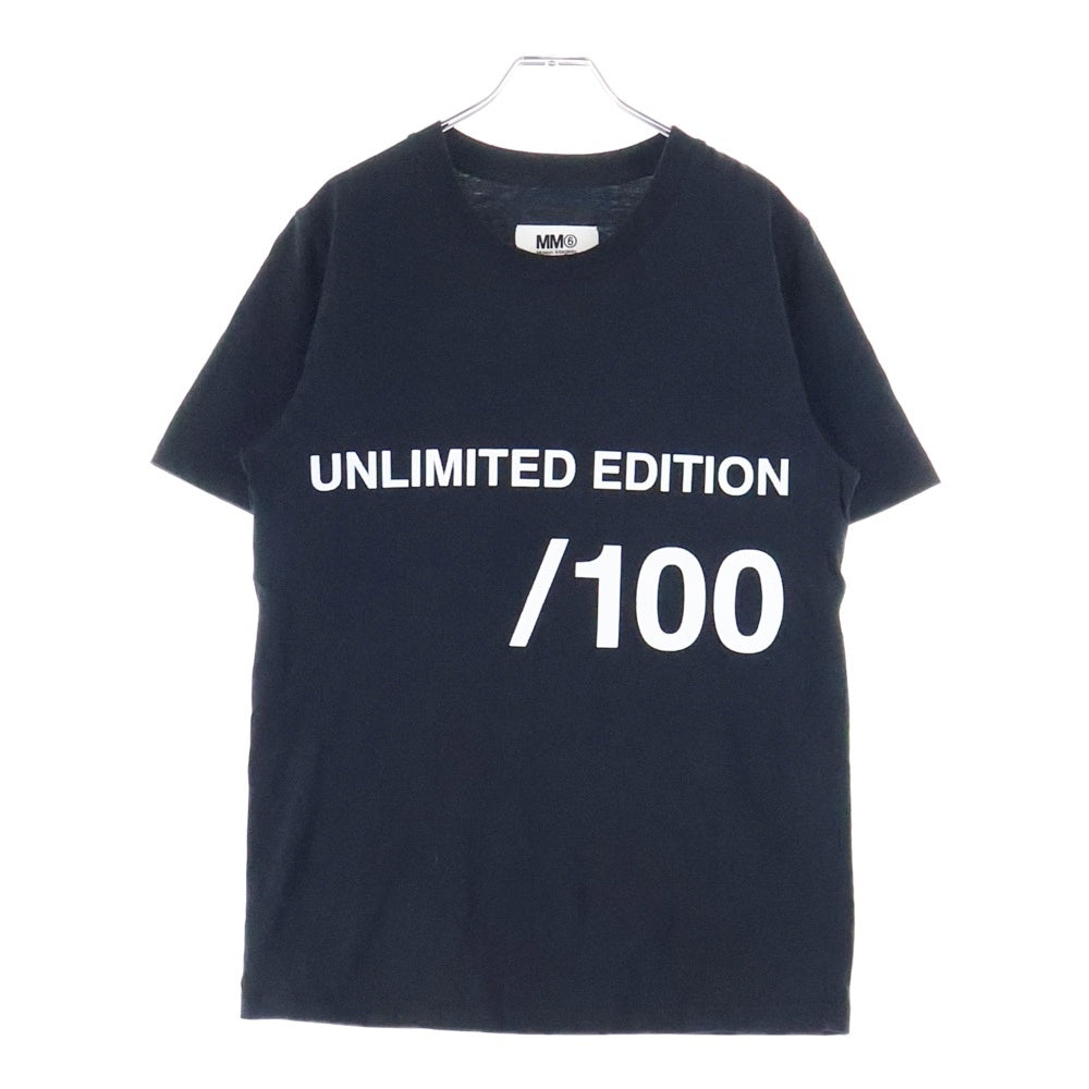 MM6 Maison Margiela(エムエムシックスメゾンマルジェラ) UNLIMITED EDITION TEE フロントプリントTシャツ 半袖クルーネックカットソー ブラック S32GC0522 S21058