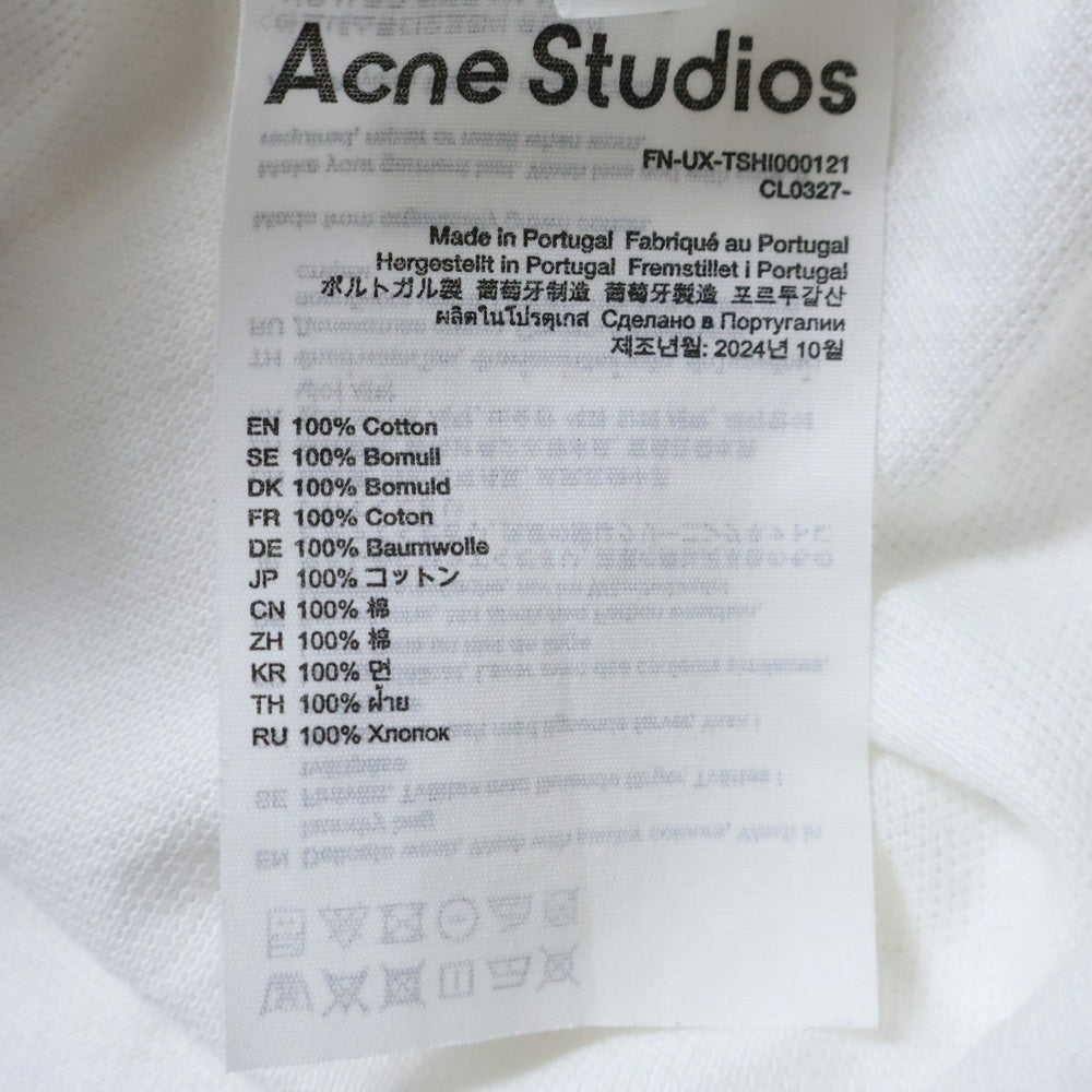 Acne Studios(アクネ ストゥディオズ) 25SS ロゴ刺繍 クルーネック 半袖Tシャツ カットソー ホワイト FN-UX-TSHI000121
