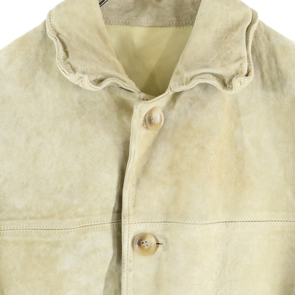 ISAMU KATAYAMA BACKLASH(イサムカタヤマバックラッシュ) 24SS JapanCalfWetWhite GarmentWash CarCoat ジャパンカーフスキン スエードレザーカーコート ジャケット ベージュ 2095-03