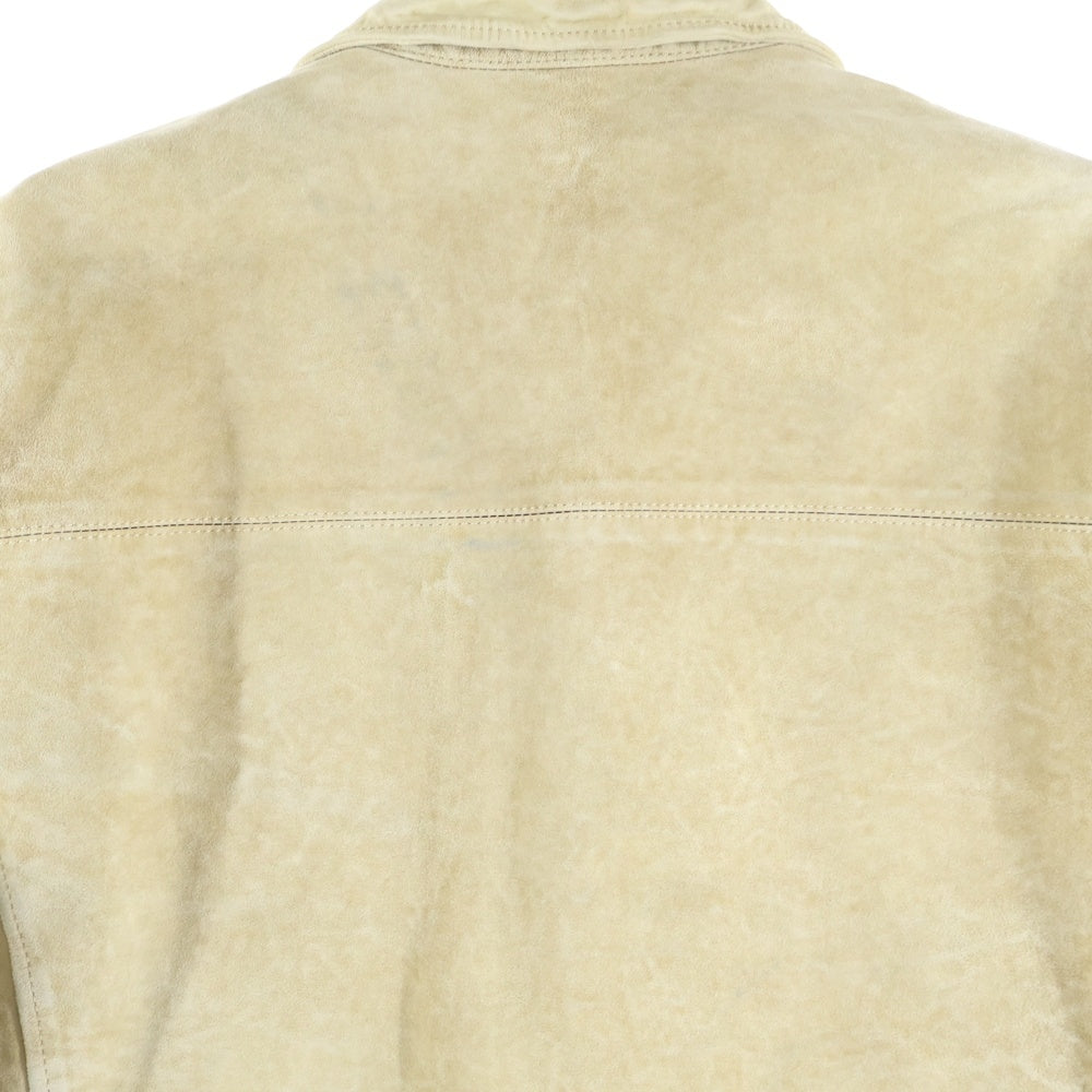 ISAMU KATAYAMA BACKLASH(イサムカタヤマバックラッシュ) 24SS JapanCalfWetWhite GarmentWash CarCoat ジャパンカーフスキン スエードレザーカーコート ジャケット ベージュ 2095-03