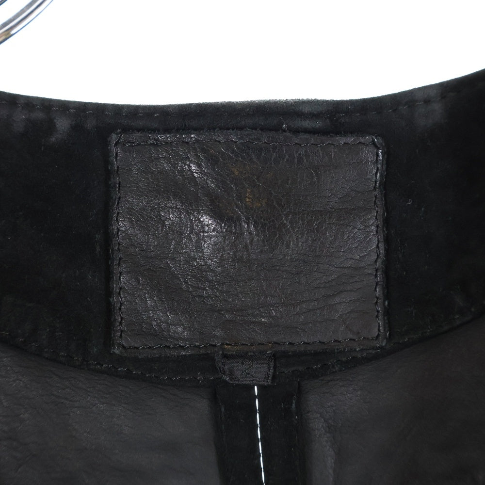 ISAMU KATAYAMA BACKLASH(イサムカタヤマバックラッシュ) YOUTHQUAKE ジャパンカーフ タンニンスエード レザーベスト ジャケット ブラック 1496-01