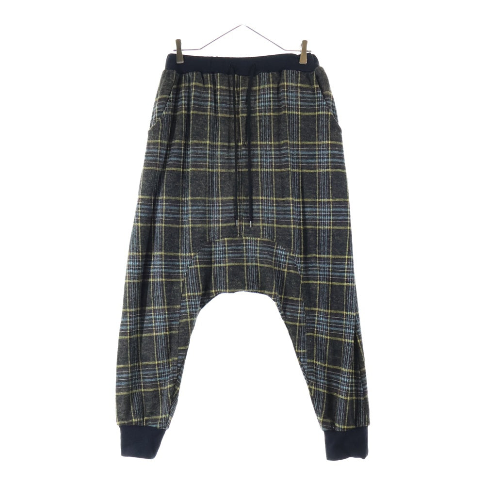 BURN OUT(バーンアウト) チェック柄 ウール ドローストリング サルエル イージーパンツ マルチカラー