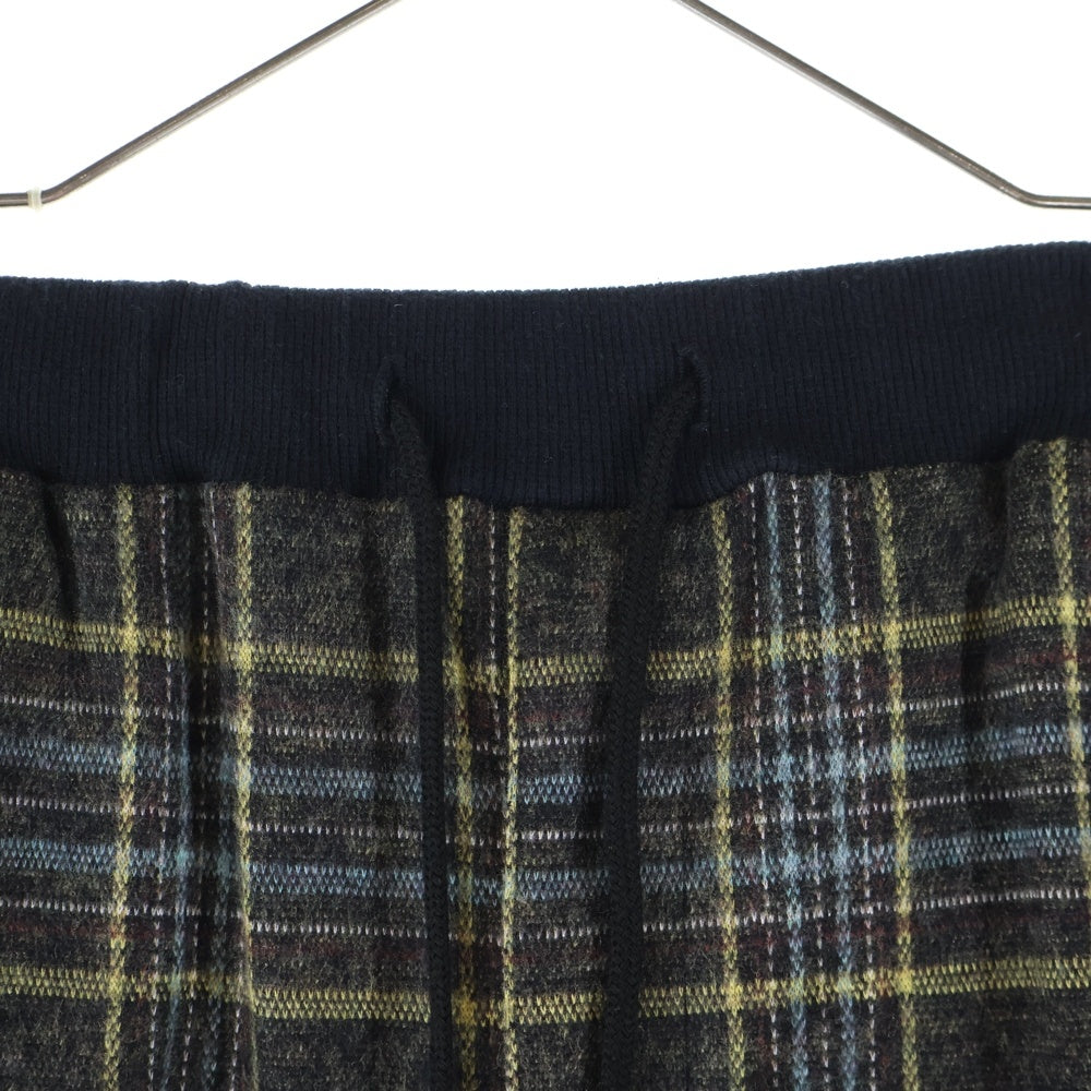 BURN OUT(バーンアウト) チェック柄 ウール ドローストリング サルエル イージーパンツ マルチカラー